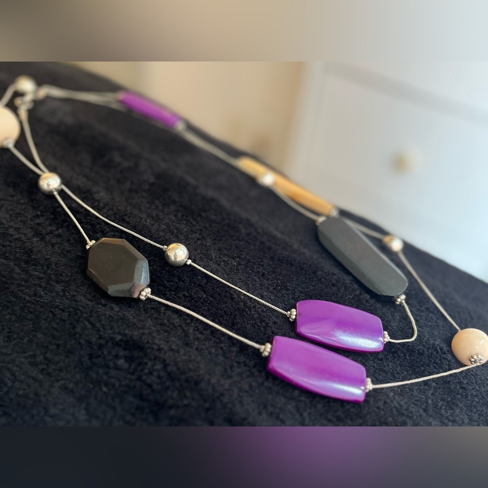 Geometric Multi Strand Statement Necklace - Picture 3 of 6